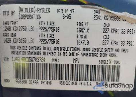 2005 Jeep Liberty Sport from USA, damaged, VIN 1J4GL48K35W703724